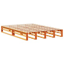 vidaXL viaszbarna tömör fa könyvespolcos ágy matrac nélkül 150 x 200cm