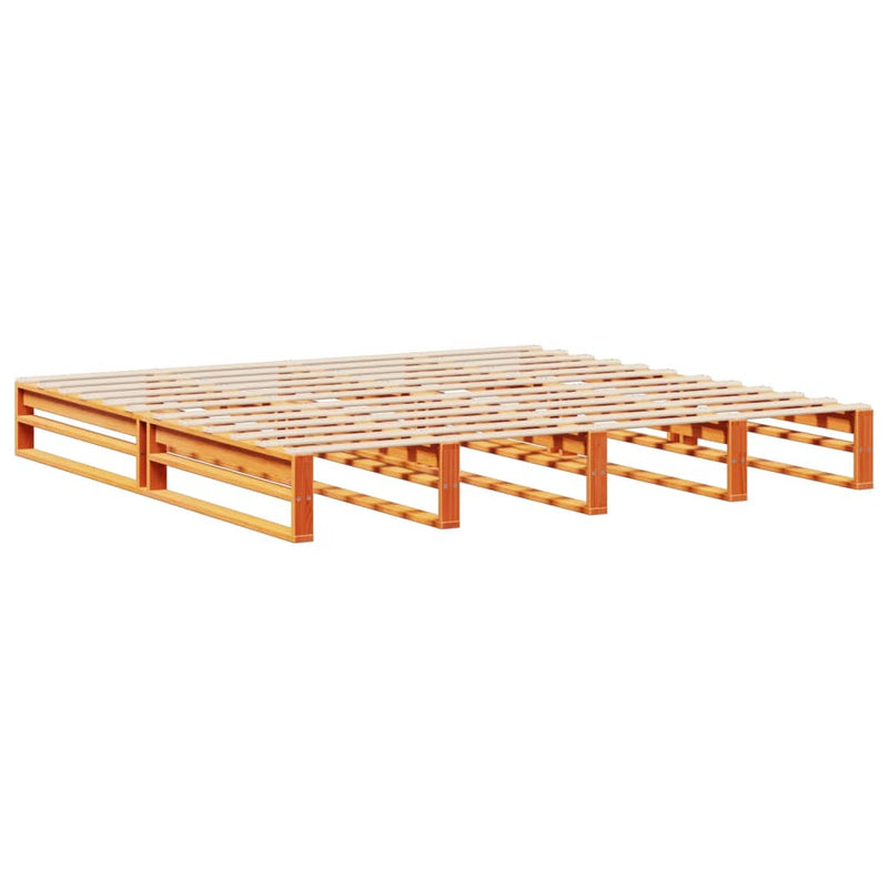 vidaXL viaszbarna tömör fa könyvespolcos ágy matrac nélkül 180 x 200cm
