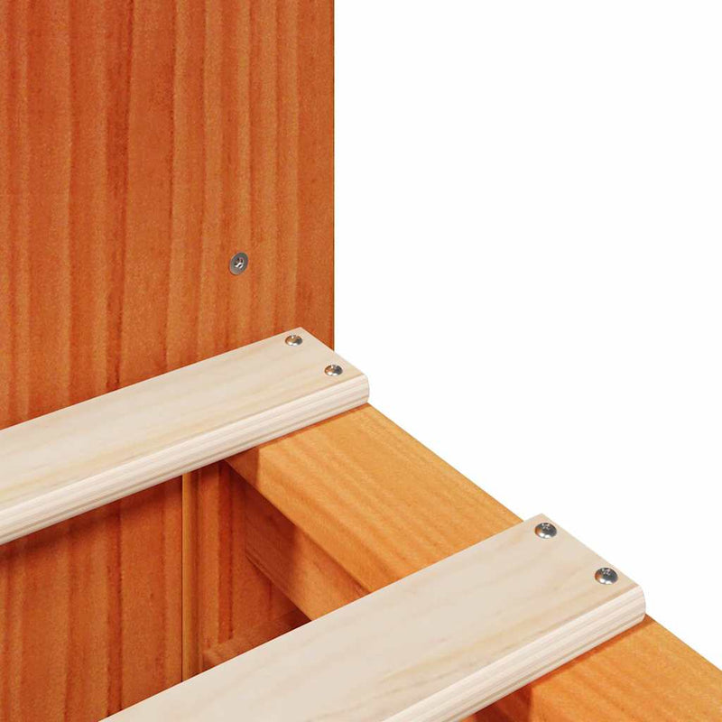vidaXL viaszbarna tömör fa könyvespolcos ágy matrac nélkül 200 x 200cm