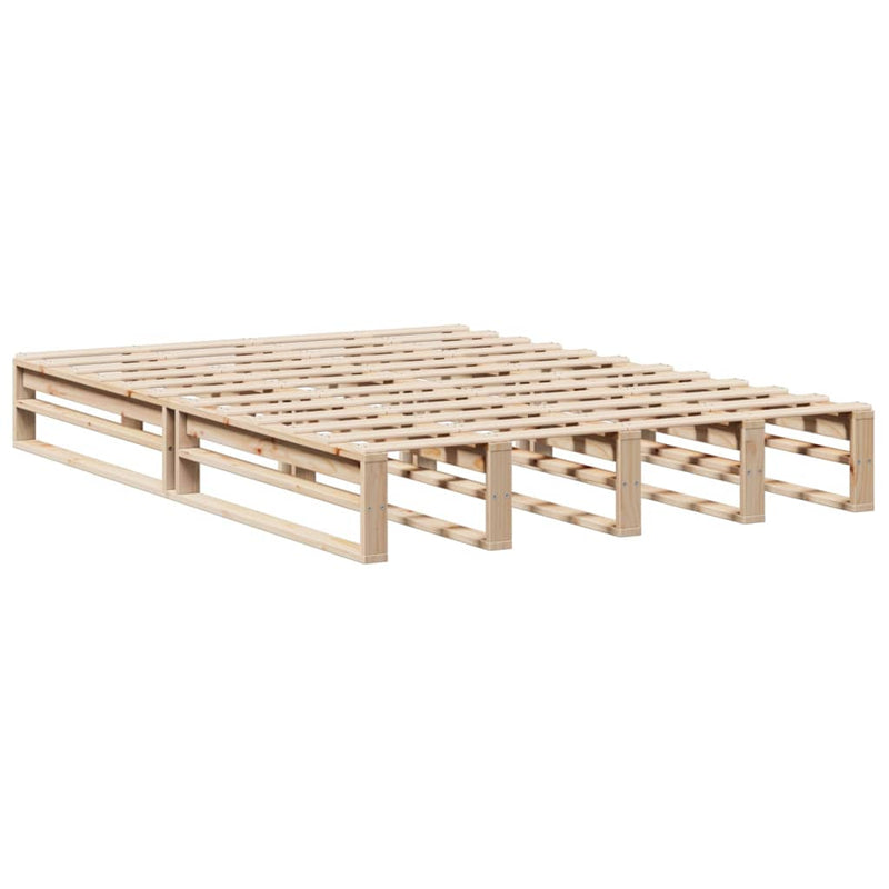 vidaXL tömör fa könyvespolcos ágy matrac nélkül 140 x 190 cm