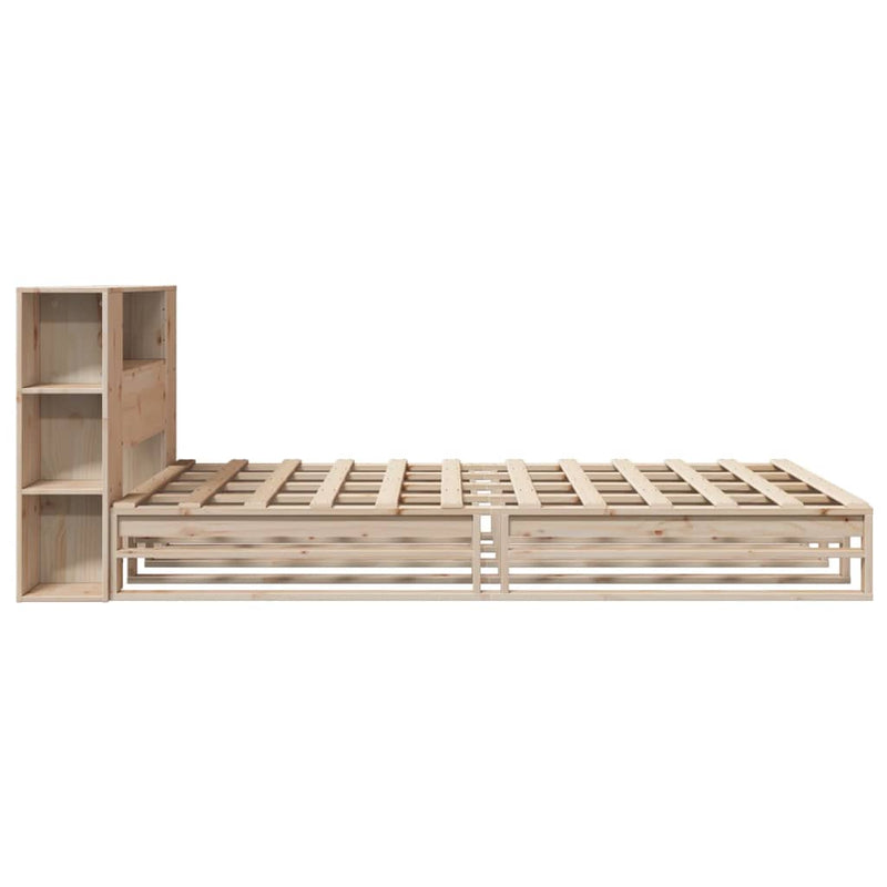vidaXL tömör fa könyvespolcos ágy matrac nélkül 140 x 190 cm