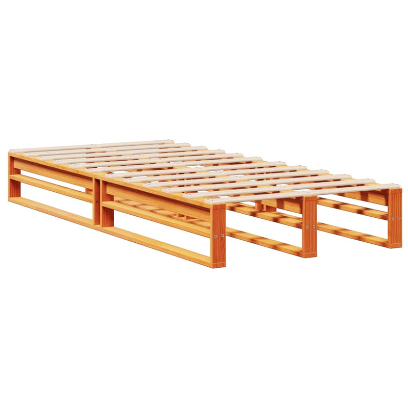 vidaXL viaszbarna tömör fa könyvespolcos ágy matrac nélkül 90 x 190 cm