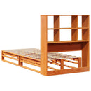 vidaXL viaszbarna tömör fa könyvespolcos ágy matrac nélkül 100 x 200cm