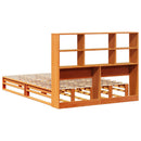 vidaXL viaszbarna tömör fa könyvespolcos ágy matrac nélkül 120 x 200cm