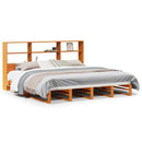vidaXL viaszbarna tömör fa könyvespolcos ágy matrac nélkül 180 x 200cm
