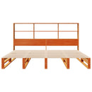 vidaXL viaszbarna tömör fa könyvespolcos ágy matrac nélkül 180 x 200cm