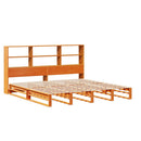 vidaXL viaszbarna tömör fa könyvespolcos ágy matrac nélkül 200 x 200cm