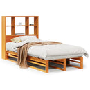 vidaXL viaszbarna tömör fa könyvespolcos ágy matrac nélkül 75 x 190 cm