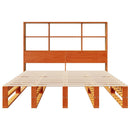 vidaXL viaszbarna tömör fa könyvespolcos ágy matrac nélkül 120 x 190cm