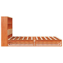 vidaXL viaszbarna tömör fa könyvespolcos ágy matrac nélkül 135 x 190cm