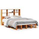 vidaXL viaszbarna tömör fa könyvespolcos ágy matrac nélkül 140 x 190cm