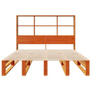vidaXL viaszbarna tömör fa könyvespolcos ágy matrac nélkül 140 x 190cm