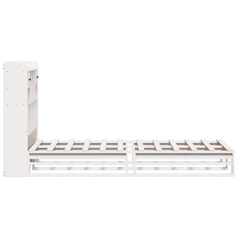 vidaXL fehér tömör fenyőfa könyvespolcos ágy matrac nélkül 90 x 200 cm
