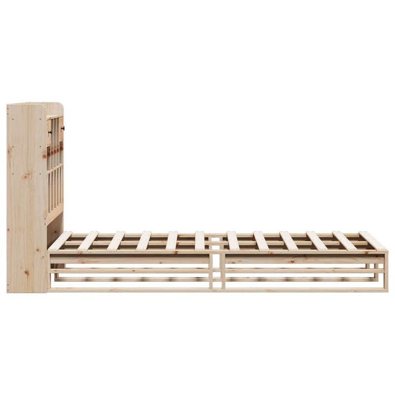 vidaXL tömör fenyőfa könyvespolcos ágy matrac nélkül 100 x 200 cm