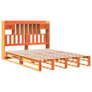 vidaXL barna tömör fenyőfa könyvespolcos ágy matrac nélkül 160 x 200cm