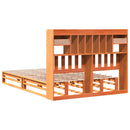 vidaXL barna tömör fenyőfa könyvespolcos ágy matrac nélkül 160 x 200cm