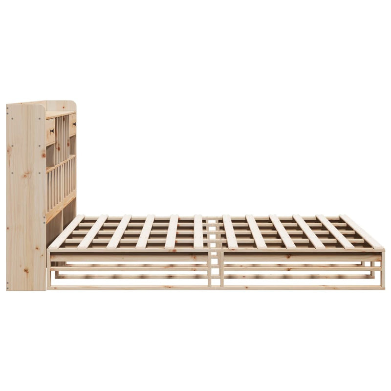 vidaXL tömör fenyőfa könyvespolcos ágy matrac nélkül 180 x 200 cm