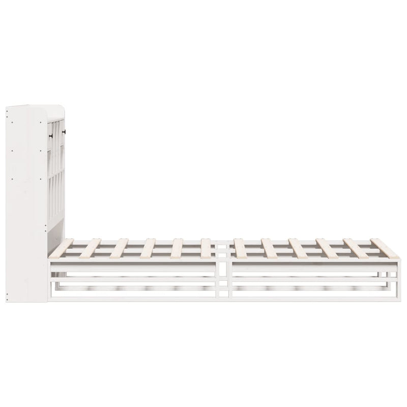 vidaXL fehér tömör fenyőfa könyvespolcos ágy matrac nélkül 90 x 190 cm