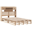 vidaXL tömör fenyőfa könyvespolcos ágy matrac nélkül 135 x 190 cm