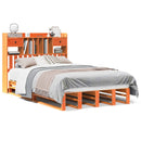 vidaXL barna tömör fenyőfa könyvespolcos ágy matrac nélkül 135 x 190cm