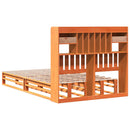 vidaXL barna tömör fenyőfa könyvespolcos ágy matrac nélkül 135 x 190cm