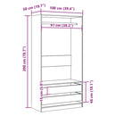 vidaXL gardróbszekrény artisan tölgy 100x50x200 cm gépelt fa