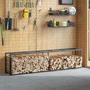 vidaXL tűzifa állvány Fekete 50x30x209 cm acél