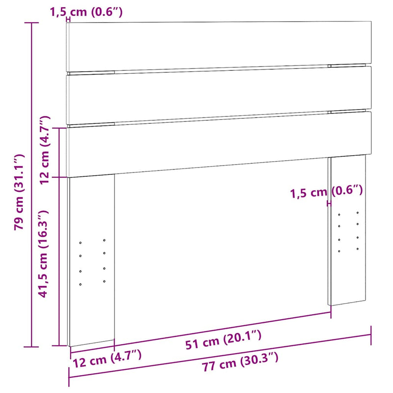 vidaXL fejtámla 75 cm tömör fa tölgyfa