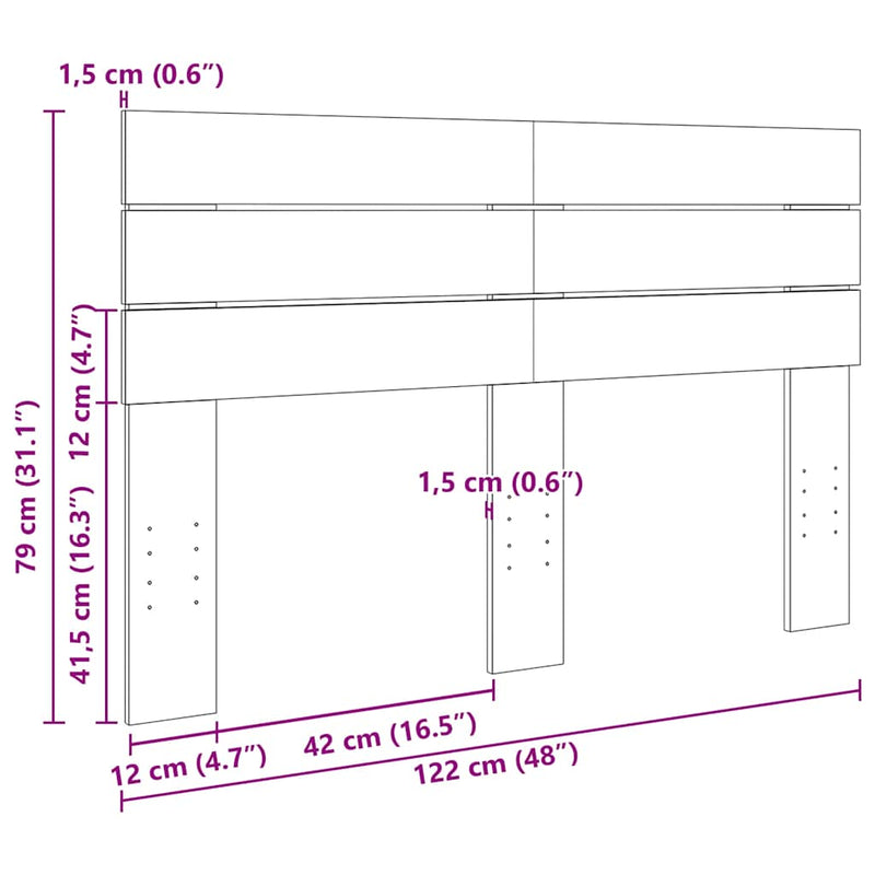 vidaXL tömör tölgyfa fejtámla 120 cm