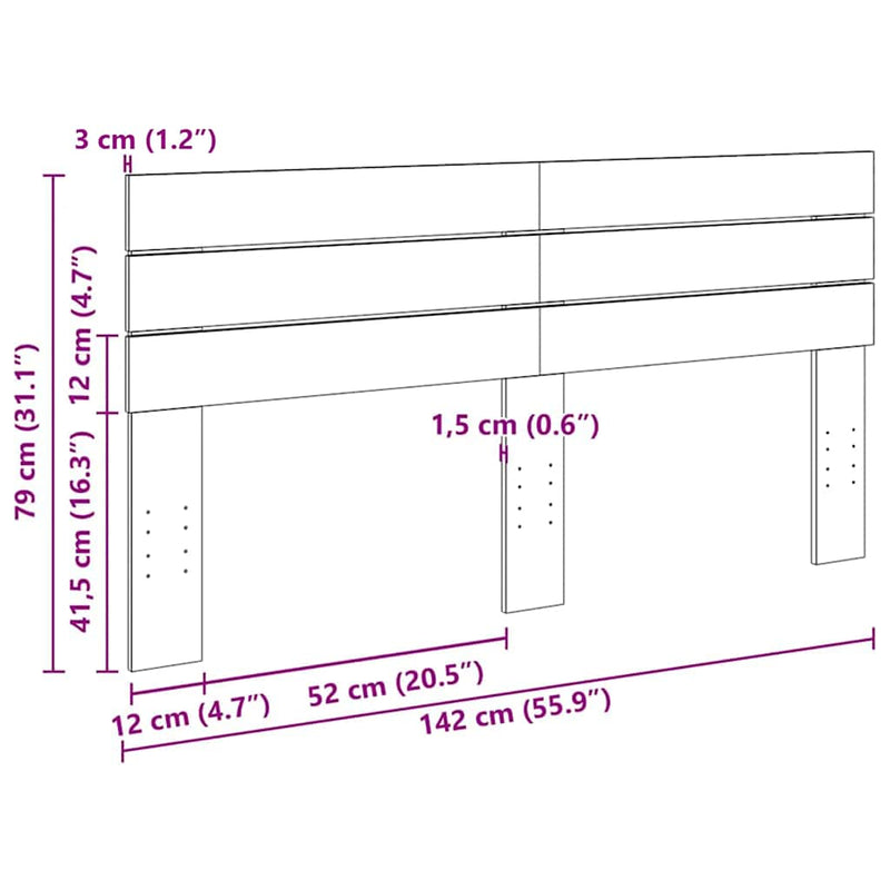 vidaXL tömör tölgyfa fejtámla 140 cm
