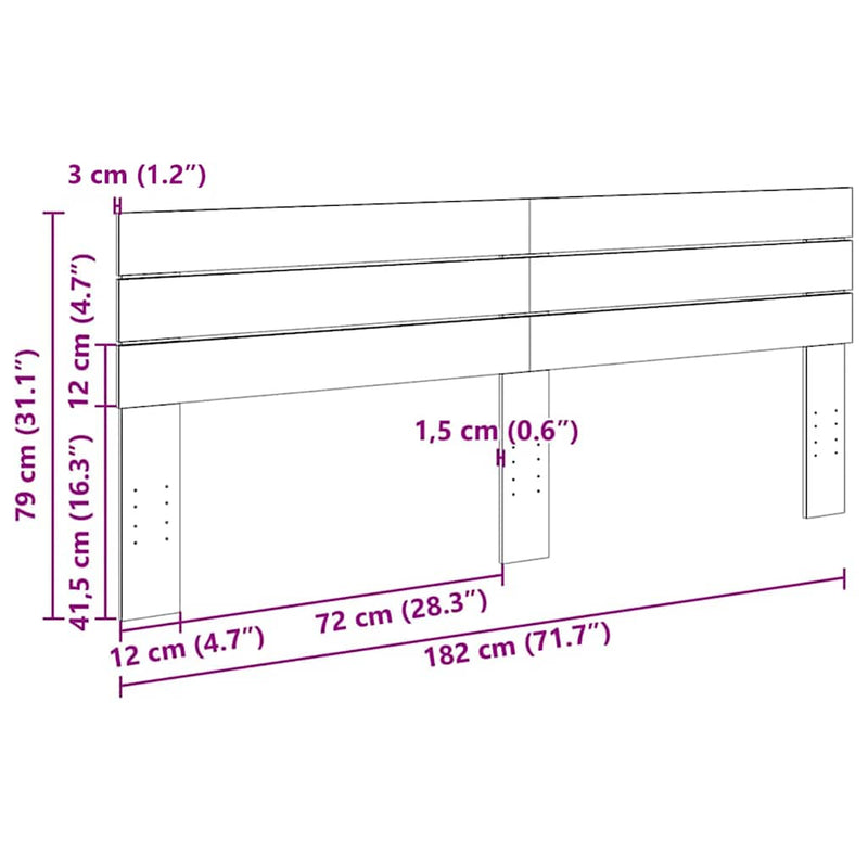 vidaXL tömör tölgyfa fejtámla 180 cm