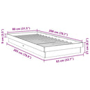 vidaXL tömör tölgyfa ágykeret matrac nélkül 80x200 cm