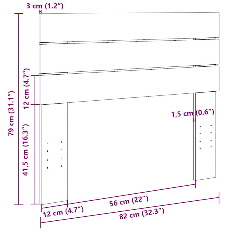 vidaXL tömör fa tölgyfa fejtámla 80 cm