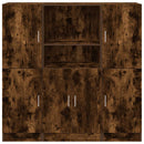 vidaXL 3 részes füstös tölgy színű szerelt fa konyhaszekrény garnitúra