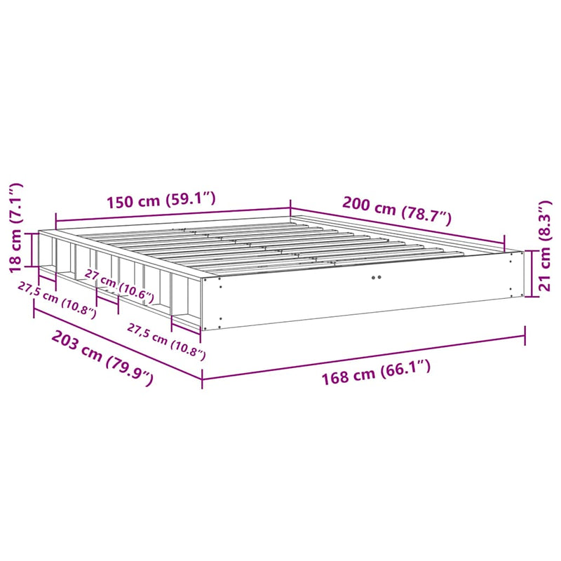 vidaXL ágykeret matrac nélkül 150x200 cm tömör fa tölgyfa