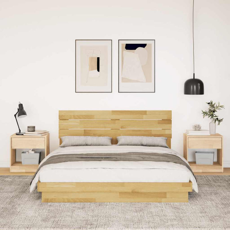 vidaXL ágykeret fejtámlával matrac nélkül 140x200 cm tömör fa tölgyfa