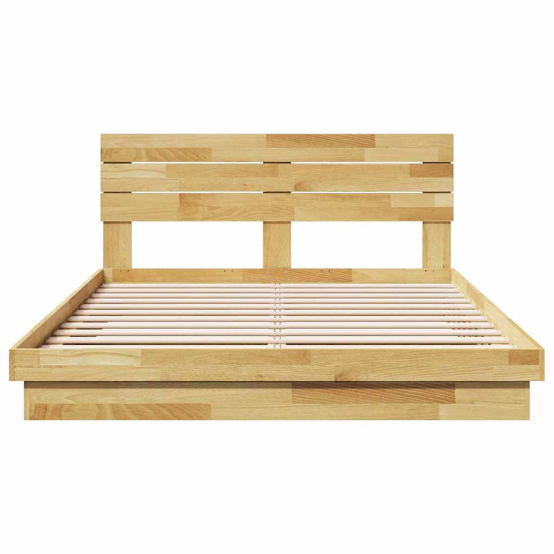vidaXL ágykeret fejtámlával matrac nélkül 140x200 cm tömör fa tölgyfa