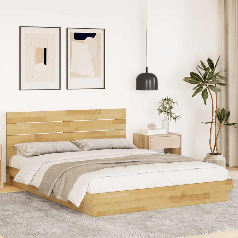 vidaXL ágykeret fejtámlával matrac nélkül 140x200 cm tömör fa tölgyfa