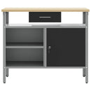 vidaXL Munkapad Fekete és Szürke 100 x 55 x 85 cm Műszaki fa és acél
