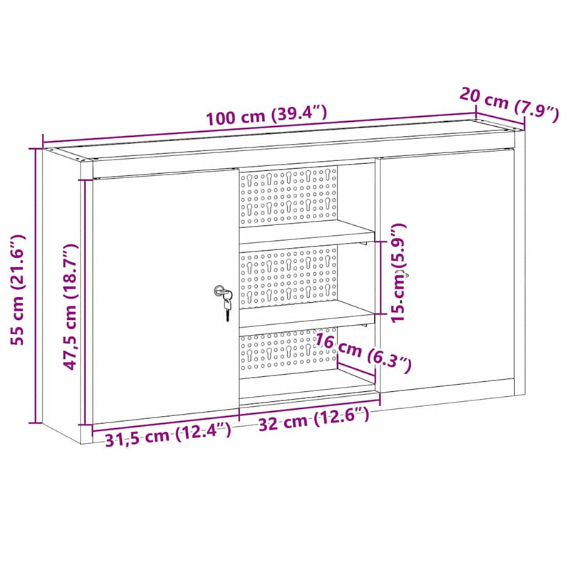 vidaXL Szerszámosláda Fekete és szürke 100 x 20 x 55 cm Porszórt Acél