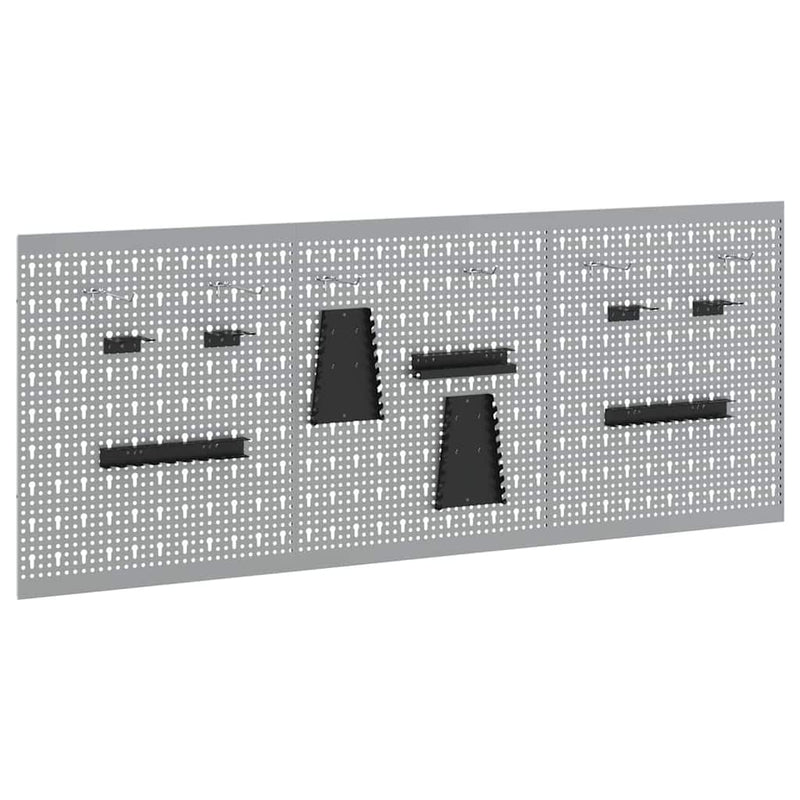 vidaXL Tárolópad 3 pcs Szürke 150 x 1 x 60 cm Porszórt Acél