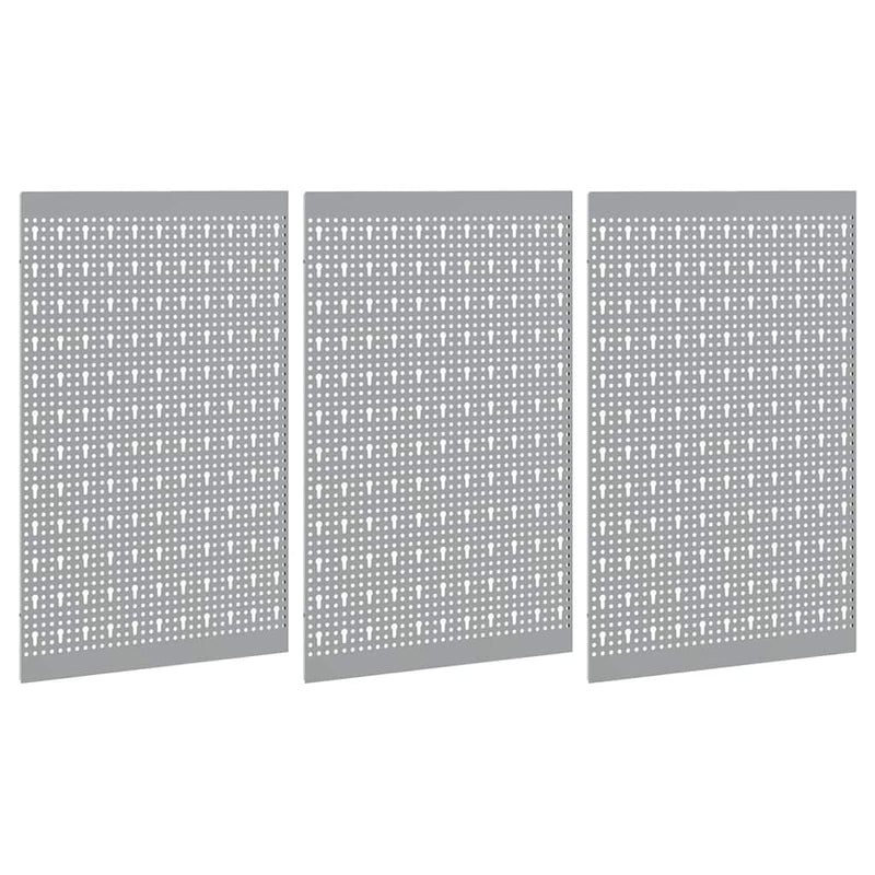 vidaXL Tárolópad 3 pcs Szürke 150 x 1 x 60 cm Porszórt Acél