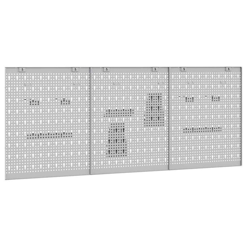vidaXL Tárolópad 3 pcs Szürke 150 x 1 x 60 cm Porszórt Acél
