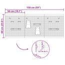 vidaXL Tárolópad 3 pcs Szürke 150 x 1 x 60 cm Porszórt Acél