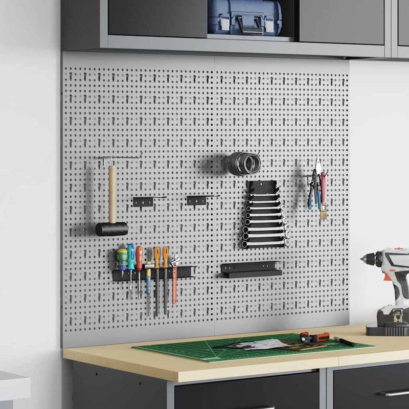 vidaXL Tárolópad 2 pcs Szürke 100 x 1 x 80 cm Porszórt Acél
