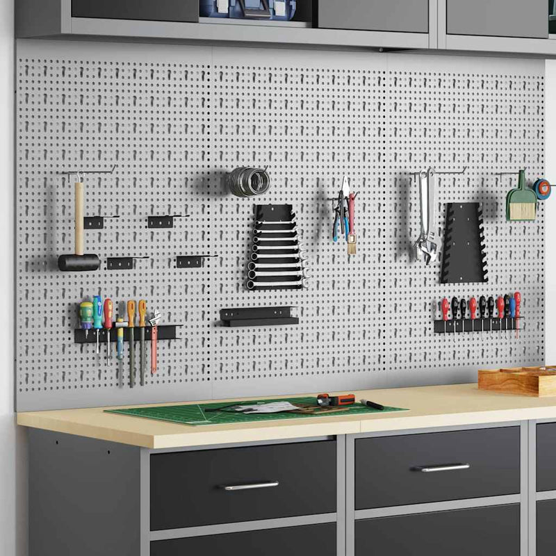 vidaXL Tárolópad 3 pcs Szürke 150 x 1 x 80 cm Porszórt Acél