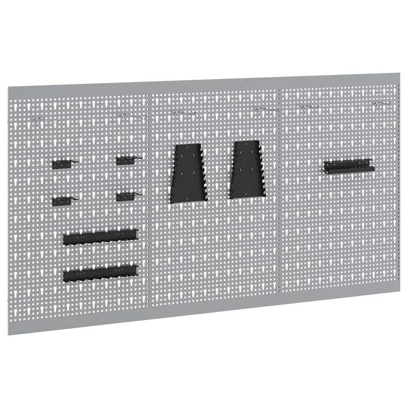 vidaXL Tárolópad 3 pcs Szürke 150 x 1 x 80 cm Porszórt Acél
