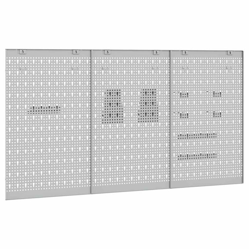vidaXL Tárolópad 3 pcs Szürke 150 x 1 x 80 cm Porszórt Acél