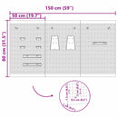 vidaXL Tárolópad 3 pcs Szürke 150 x 1 x 80 cm Porszórt Acél