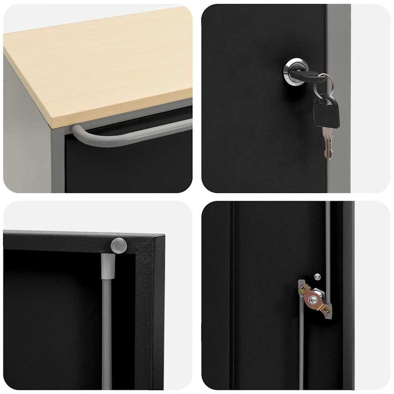 vidaXL Munkapad zárral Fekete és szürke 75 x 45 x 85 cm Porszórt Acél